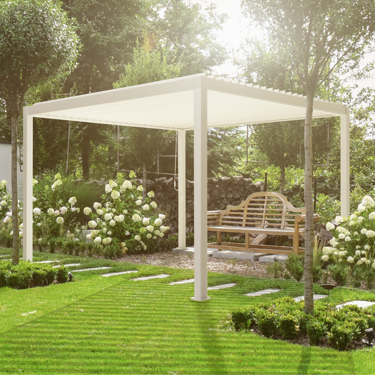 Pergola Bioclimatique Autoportante 3x3 Ombréa - Blanc